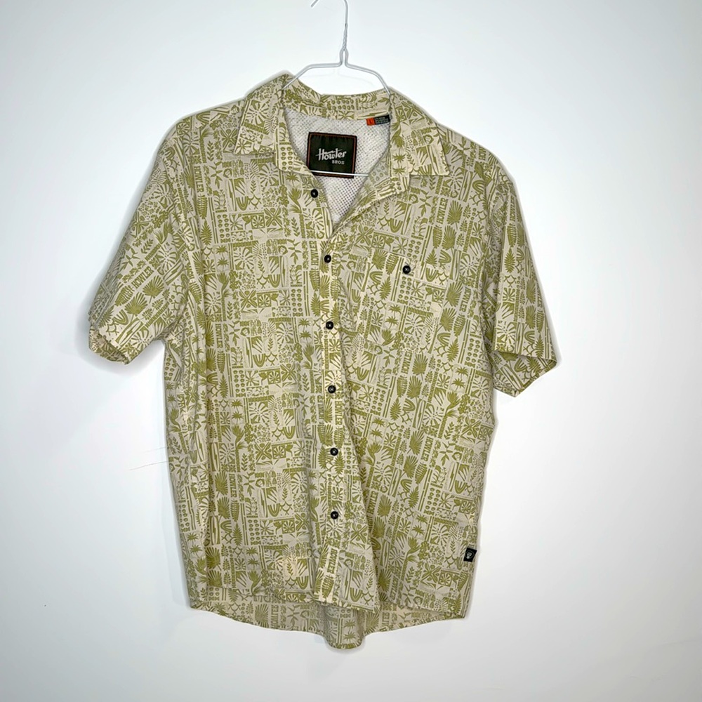 Howler Bros Light Green Tech Short Sleeve Button Down - Size Large